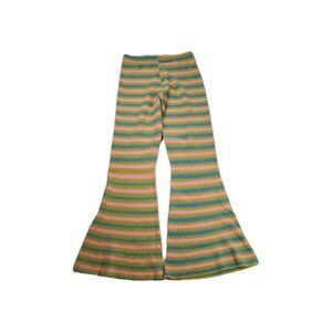Free People Striped Flare Knit Pants Pastel Multicolor Women's Size Large